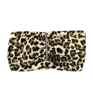 VTG Charlotte Russe Leopard Print Zip Tube Top Bandeau Small Tan Animal Festival